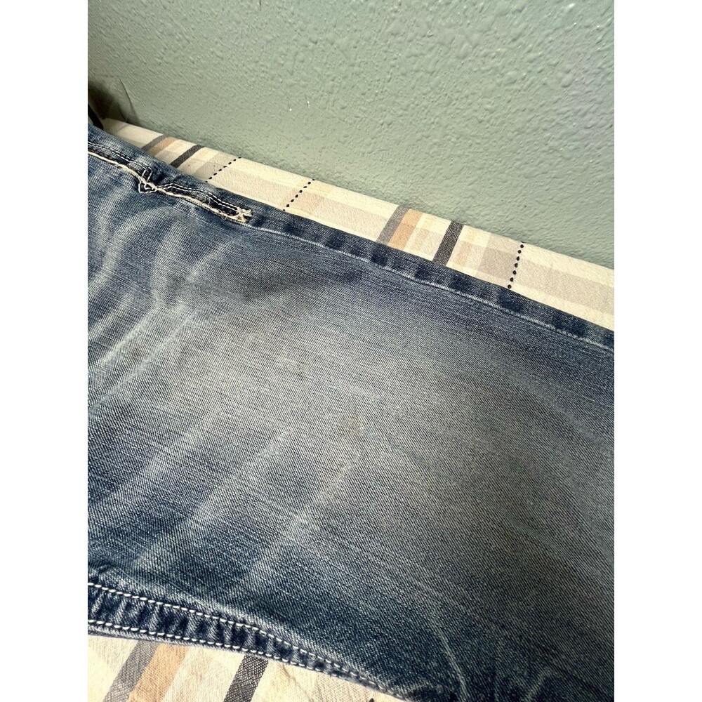 Ariat Jeans 32x38 Blue M4 Relaxed Boot Whiskered Western Workwear Thick Stitch - Picture 6 of 10